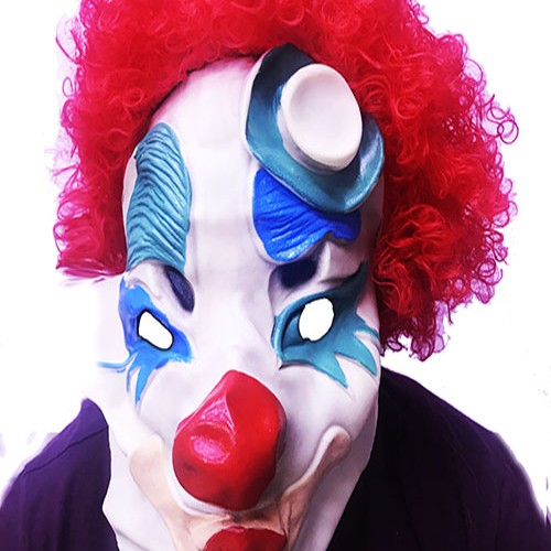 Kırmızı Afro Peruklu Palyaço Maskesi
