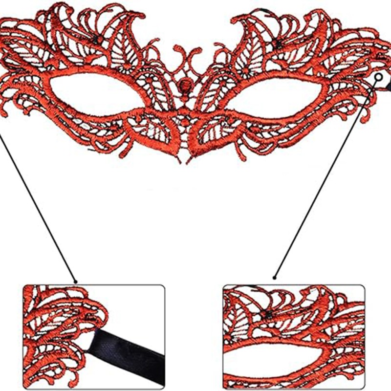 Kırmızı Dantel Masquerade Maskesi 5 No