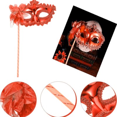 Kırmızı Işıltılı Tutmalı Fotoğraf Çekimi Maskesi 