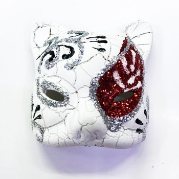 Kırmızı İşlemeli Seramik Venedik Kedi Magnet