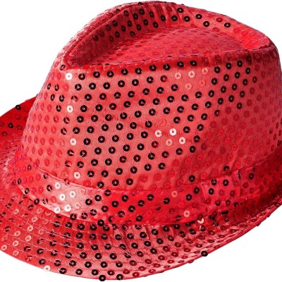 Kırmızı Payetli Fötr Şapka Yetişkin Boy