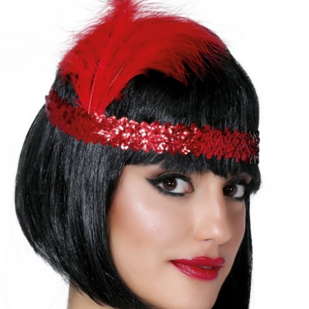 Kırmızı Renk Çarliston Saç Bandı 