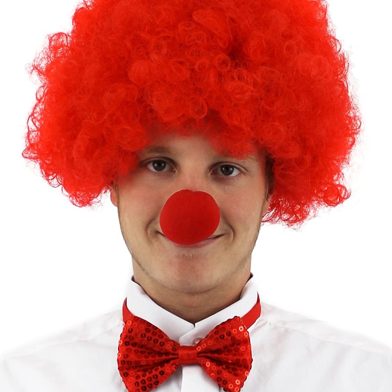 Kırmızı Renk Kıvırcık Afro Palyaço Seti