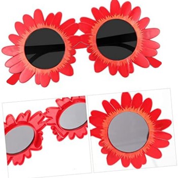 Kırmızı Renk Papatya Şekilli Parti Gözlüğü 