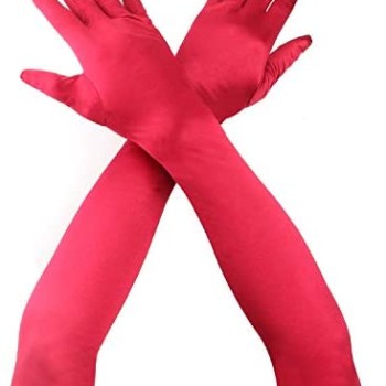 Kırmızı Renk Uzun Kumaş Eldiven