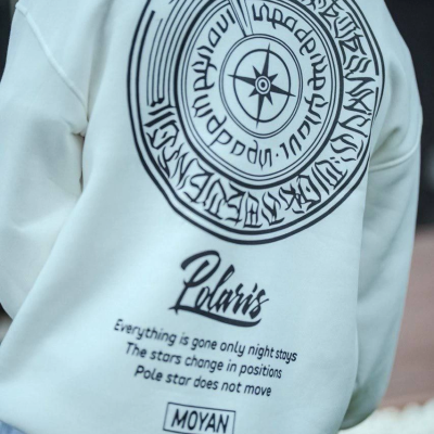 Kışlık Bisiklet Yaka Ön Ve Arka Baskılı SweatShirt - Beyaz -