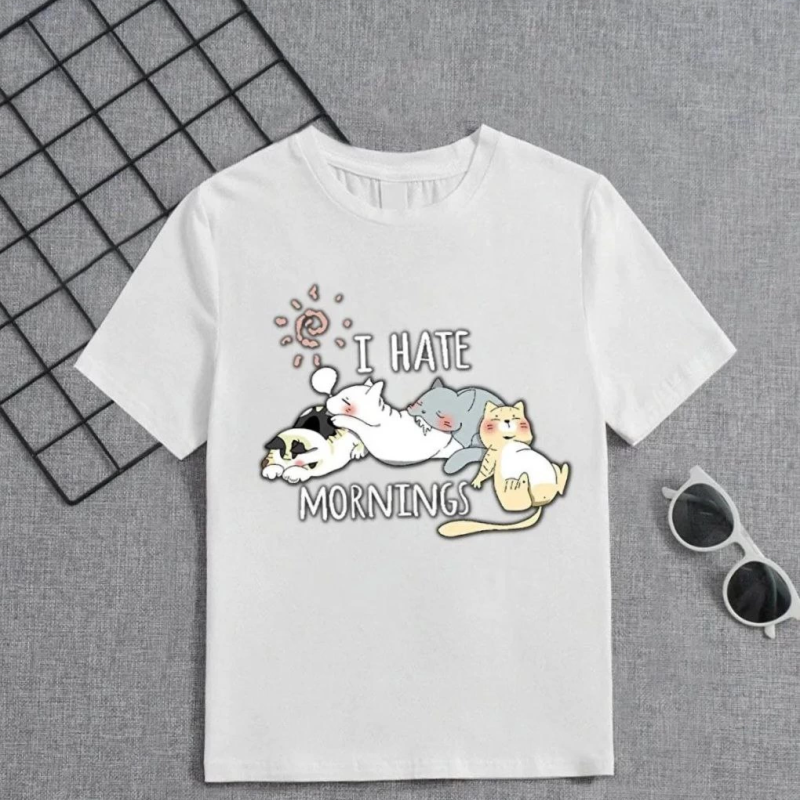 Kız Çocuk Bisiklet Yaka Baskılı T-Shirt - Beyaz