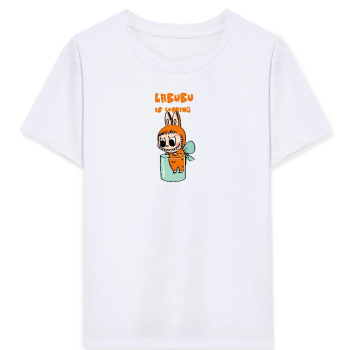 Kız Labubu Çocuk Baskılı T-Shirt - Beyaz