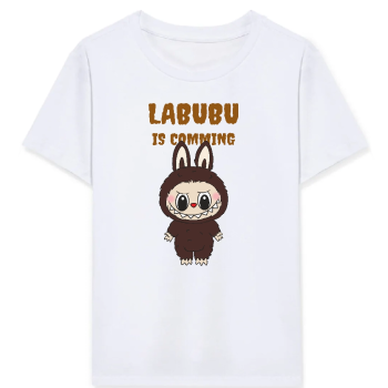 Kız Labubu Çocuk Baskılı T-Shirt - Beyaz