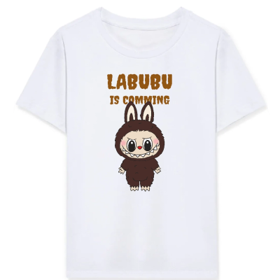 Kız Labubu Çocuk Baskılı T-Shirt - Beyaz