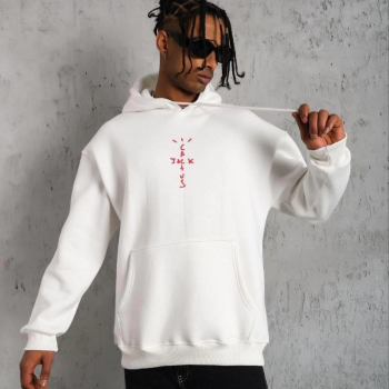 Kordonlu Arka Maske Kordon Saçlı Kapüşonlu - Beyaz -