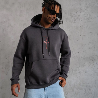 Kordonlu Arka Maske Kordon Saçlı Kapüşonlu - Füme