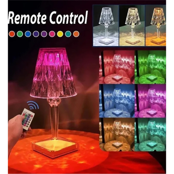Kristal Abajur LED Kumandalı Ve Dokunmatik Masa Lambası 