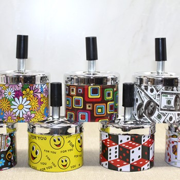 Küçük Boy Metal Renkli Basmalı Küllük Yuvarlak 