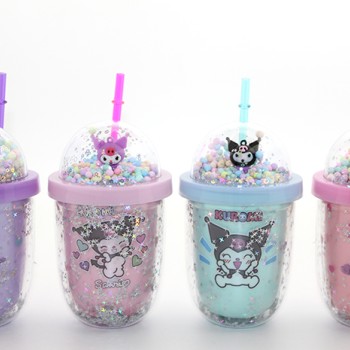 Kuromi Figürlü Pipetli Kapaklı Kupa Bardak 