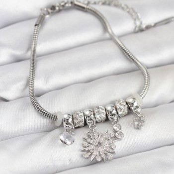 Kutup Yıldızı Model Charmlı Gümüş Renk Kadın Bileklik