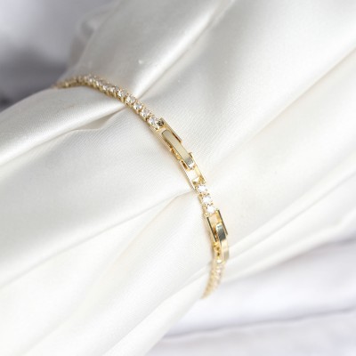 Kutup Yıldızı Model Zirkon Taşlı Gold Renk Su Yolu Kadın Bileklik