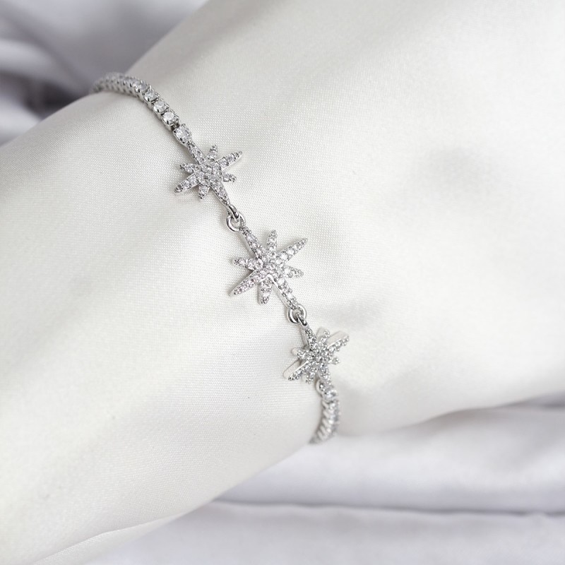 Kutup Yıldızı Model Zirkon Taşlı Gümüş Renk Su Yolu Kadın Bileklik