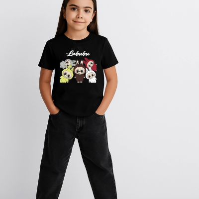 Labubu   Baskılı T-Shirt - Siyah -
