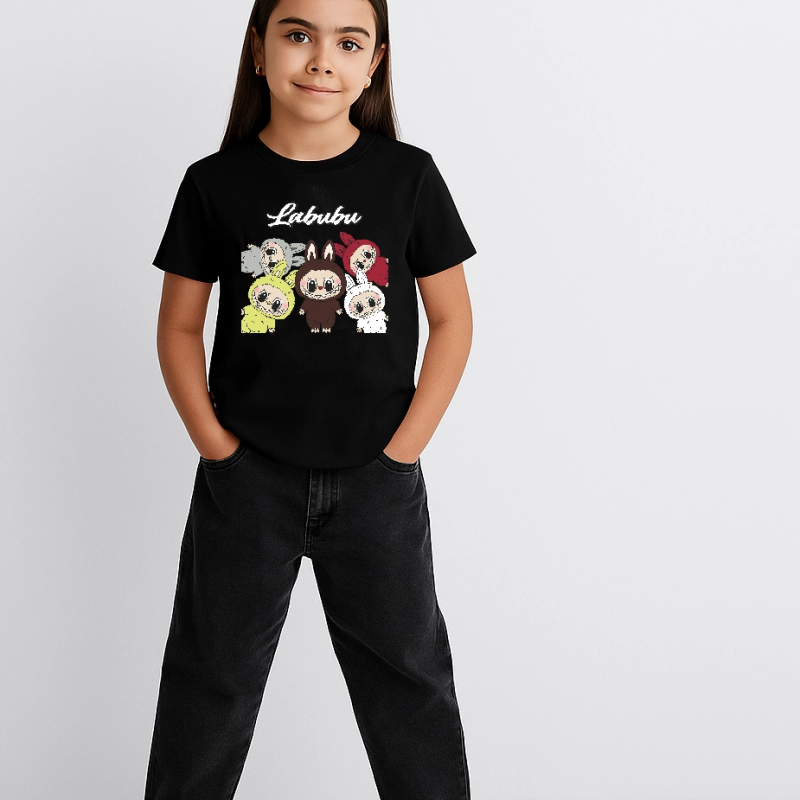 Labubu   Baskılı T-Shirt - Siyah -