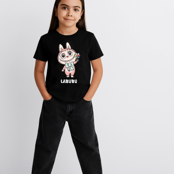Labubu   Baskılı T-Shirt - Siyah -