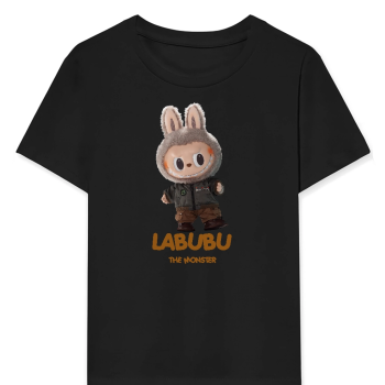 Labubu   Baskılı T-Shirt - Siyah -
