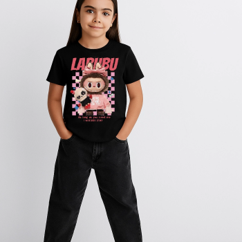 Labubu   Baskılı T-Shirt - Siyah -