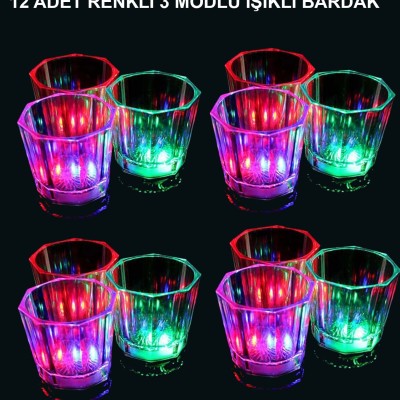 LED Işıklı Eğlence Bardak Seti 12 Adet