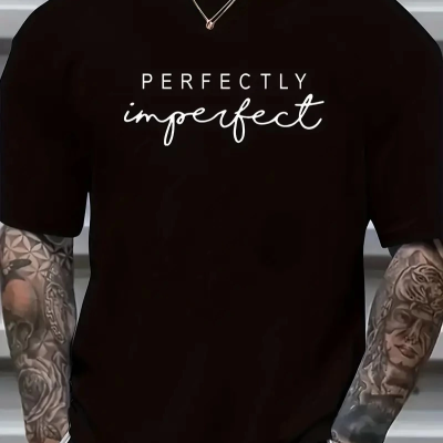 ler için Ön Arka Baskılı PERFECTLY günlük Kısa Kol tişört - Siyah -