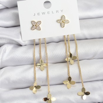 Lotus Model Gold Renk Pirinç Sallantılı Kadın Küpe