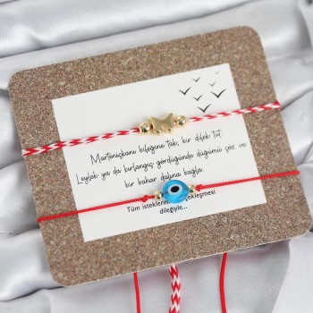 Marteniçka Bileklik 2'li Nazar ve Kelebek Model