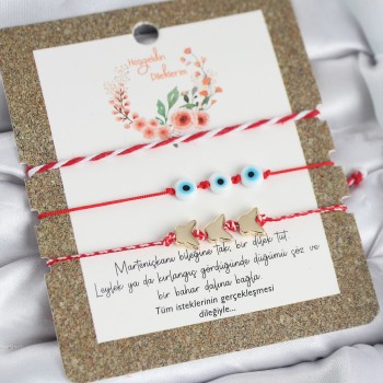 Marteniçka Bileklik 3'lü Kelebek ve Nazar Boncuklu Model