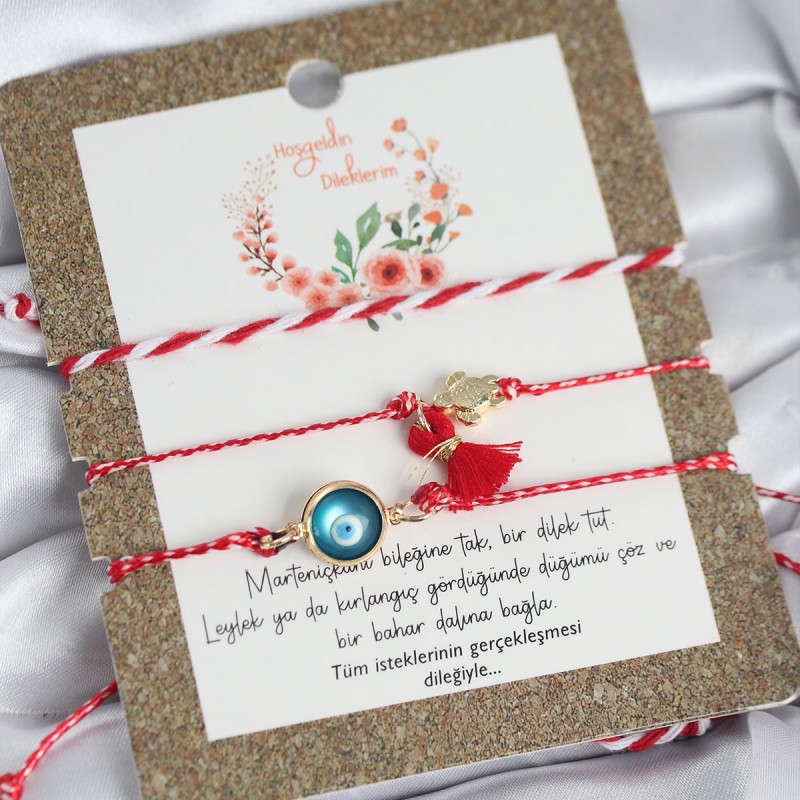 Marteniçka Bileklik 3'lü Püsküllü ve Nazarlı Model