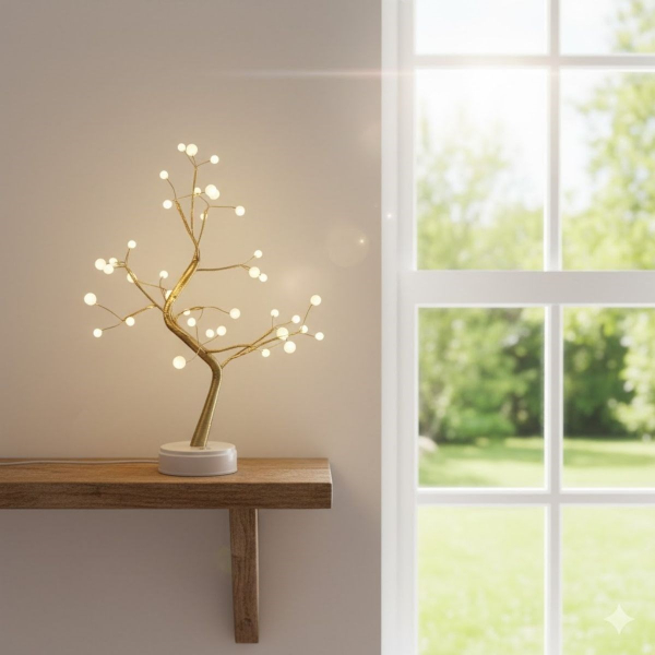 Masaüstü Boncuklu Şarjlı Ağaç Lamba 