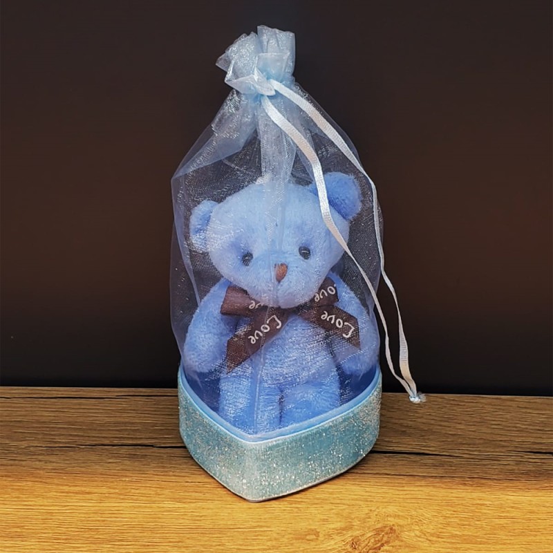 Mavi Hediyelik Kese İçinde Ayıcık 