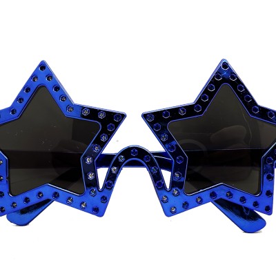 Mavi Renk Yıldız Şekil Parti Gözlüğü Retro