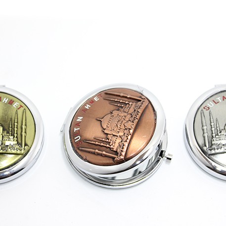 Metal İstanbul Temalı Yöresel Kabartmalı El Aynası 