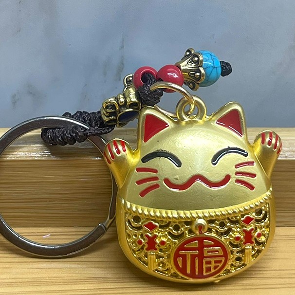 Metal Şans Ve Bereket Kedisi Anahtarlık Model 2