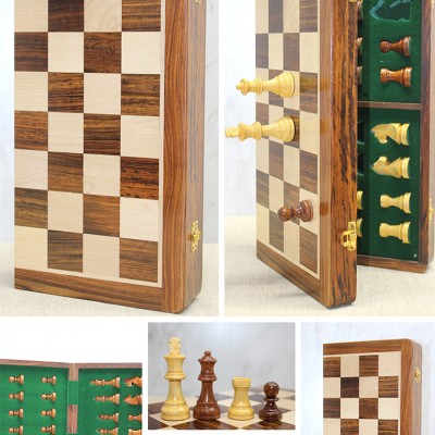 Mıknatıs Taşlı Ahşap Katlanabilir Kutulu Satranç Oyunu 40 Cm 