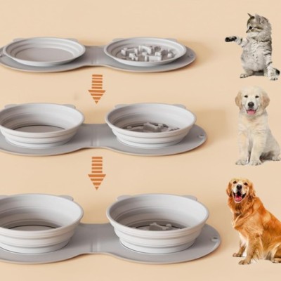 Mikopet Katlanabilir İkili Mama ve Su Kabı