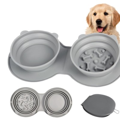Mikopet Katlanabilir İkili Mama ve Su Kabı