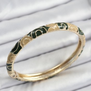 Mineli Pirinç Siyah ve Kahverengi Motifli Kadın Kelepçe