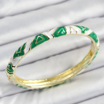 Mineli Pirinç Yeşil Beyaz Motifli Kadın Kelepçe