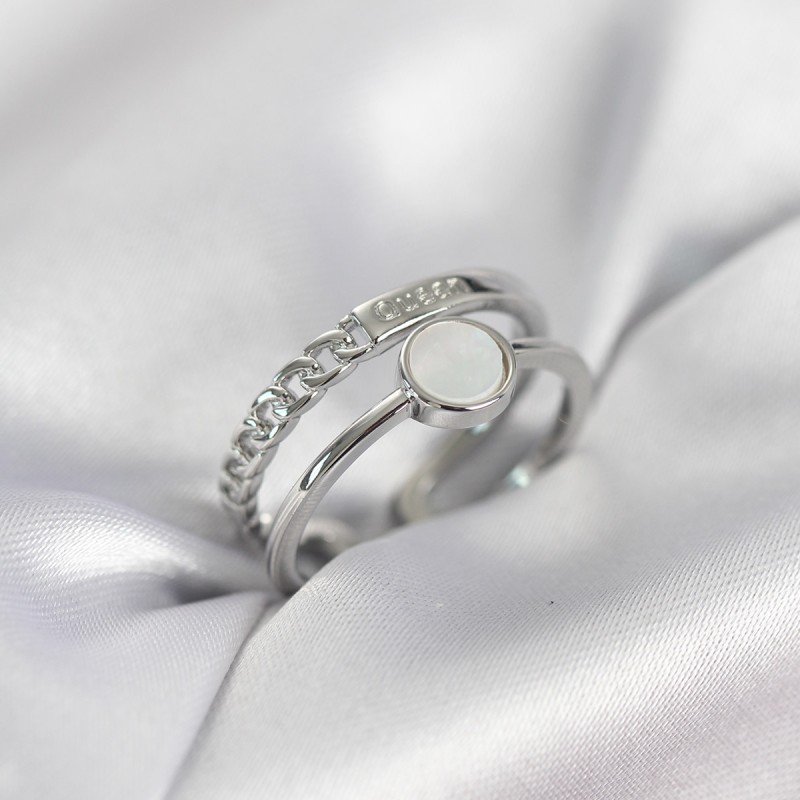 Minimal Queen Yazılı Gümüş Renk Pirinç Kadın Yüzük