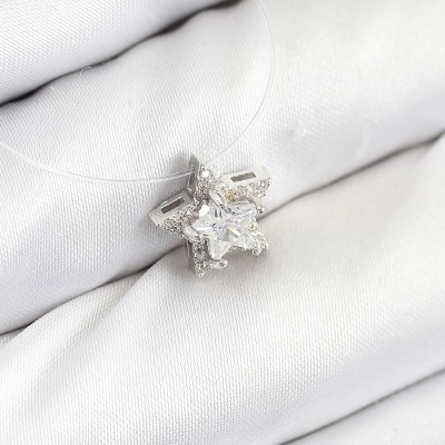 Misineli Yıldız Model Gümüş Renk Hayalet Kolye