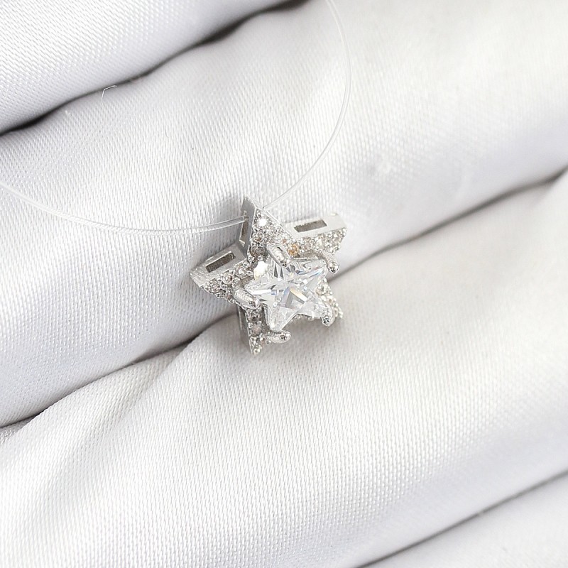 Misineli Yıldız Model Gümüş Renk Hayalet Kolye