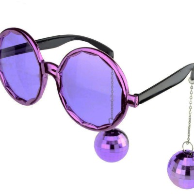 Mor Disko Topu Küpeli Parti Gözlüğü