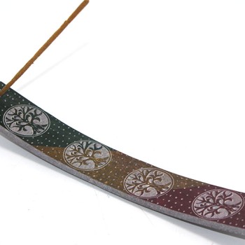 Obsidian Taşı Hayat Ağacı Tasarımlı Kayık Tütsülük 