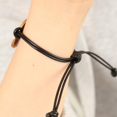 OKAY (İyi) Siyah Deri İpli Unisex Mood Bileklik