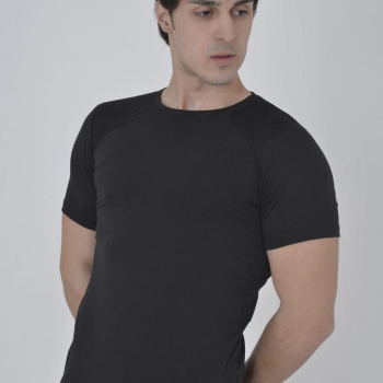 Omuz Fileli Slim Fit T-shirt - Siyah -